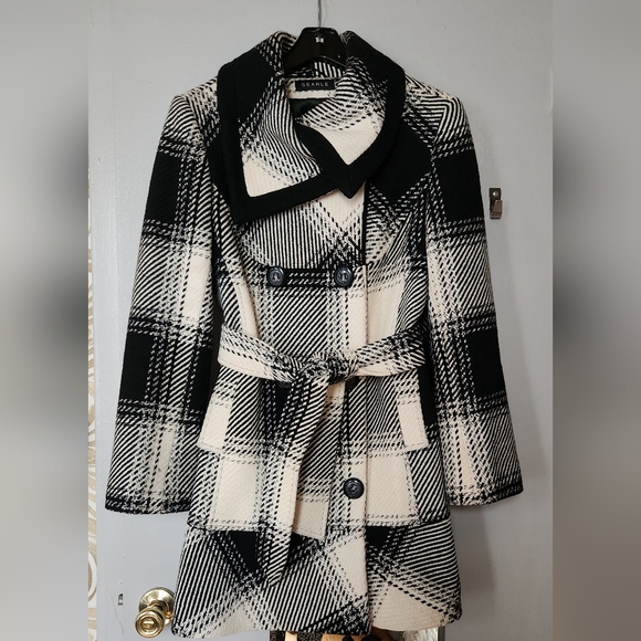 Searle Double Breasted Plaid Wool Coat- Size Small - Picture 1 of 8